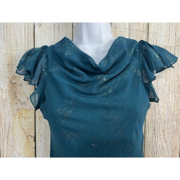 Vtg Y2K Speechless Dress Girl 16 Teal Handkerchief Hem Glitter Fairy Whimsigoth - Picture 4 of 10